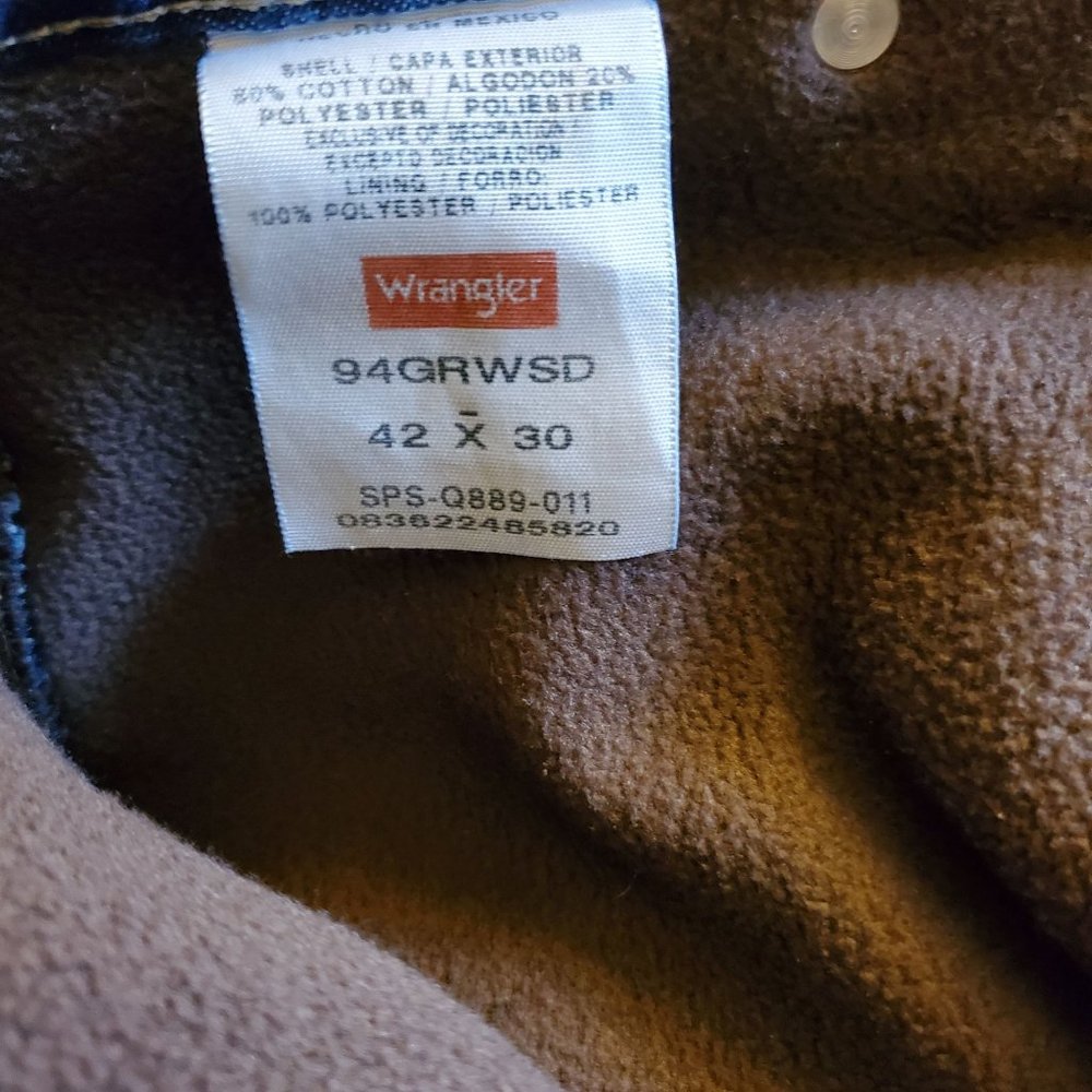 Wrangler Relaxed Fit Fleece Lined Jeans Men's Size 43/30 - Picture 5 of 7